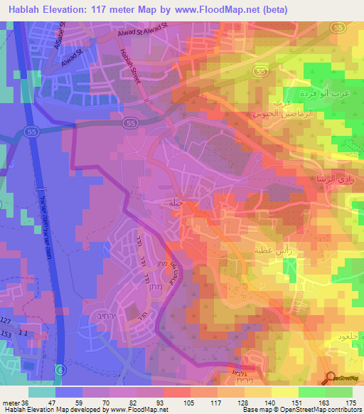 Hablah,Palestinian Territory Elevation Map