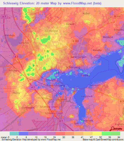 Schleswig,Germany Elevation Map