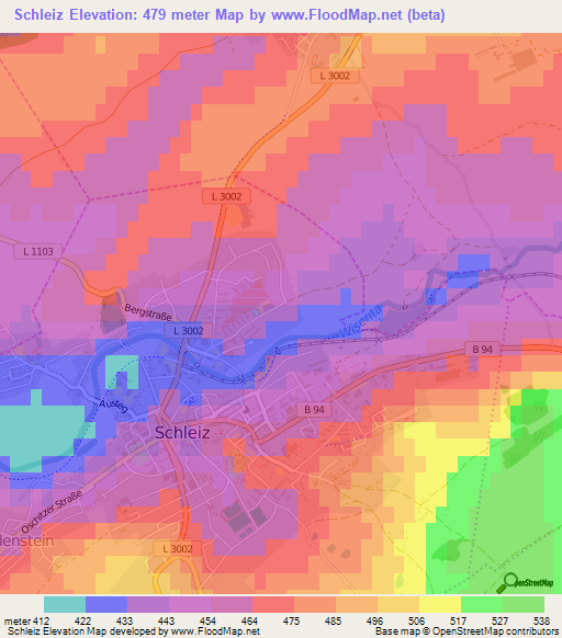 Schleiz,Germany Elevation Map