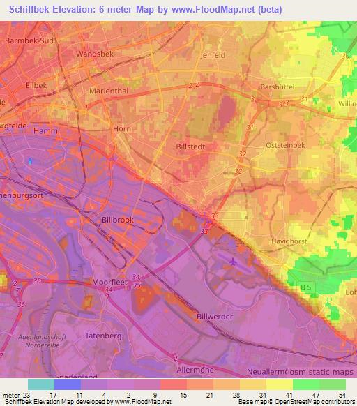 Schiffbek,Germany Elevation Map