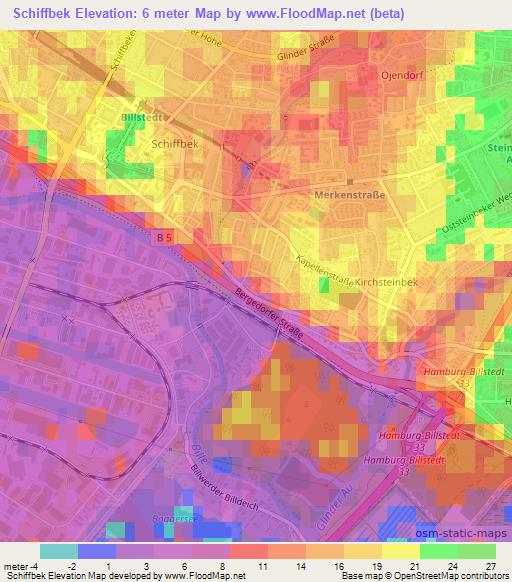 Schiffbek,Germany Elevation Map