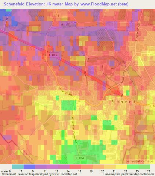 Schenefeld,Germany Elevation Map