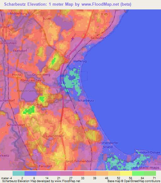 Scharbeutz,Germany Elevation Map