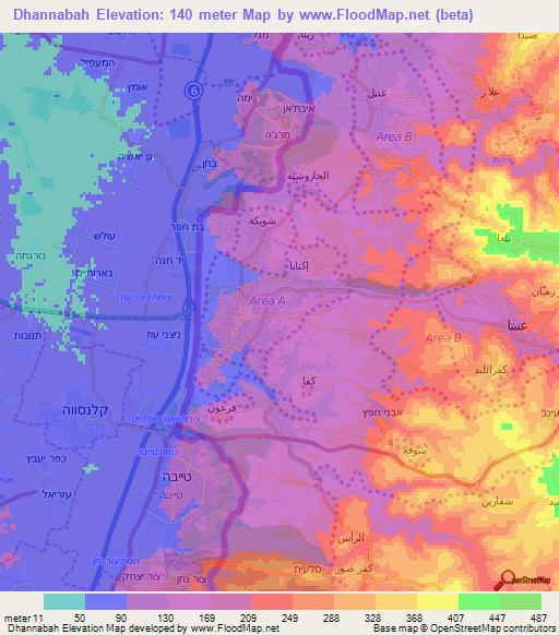 Dhannabah,Palestinian Territory Elevation Map