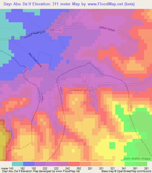 Dayr Abu Da`if,Palestinian Territory Elevation Map