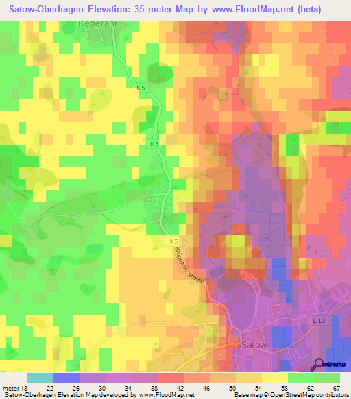 Satow-Oberhagen,Germany Elevation Map