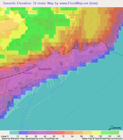 Sassnitz,Germany Elevation Map