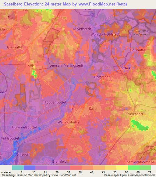 Saselberg,Germany Elevation Map