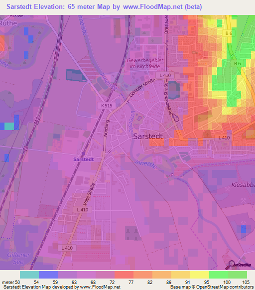 Sarstedt,Germany Elevation Map