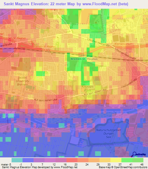 Sankt Magnus,Germany Elevation Map