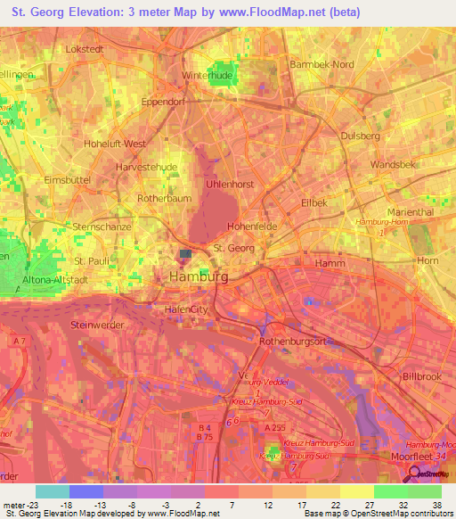 St. Georg,Germany Elevation Map