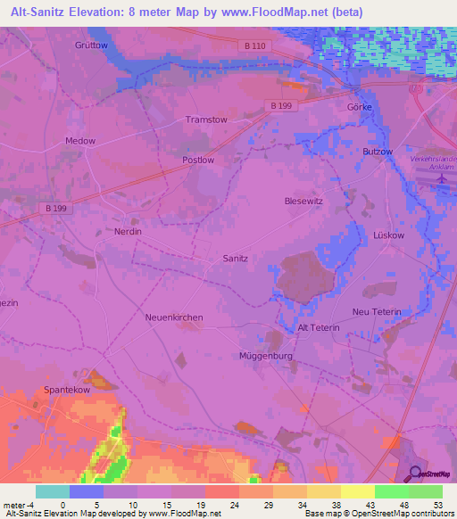 Alt-Sanitz,Germany Elevation Map