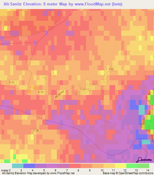 Alt-Sanitz,Germany Elevation Map