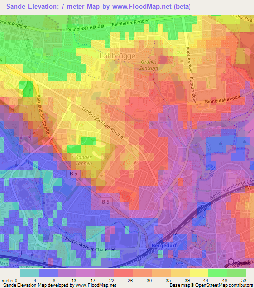 Sande,Germany Elevation Map