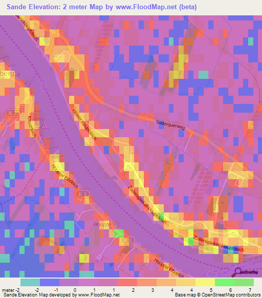 Sande,Germany Elevation Map