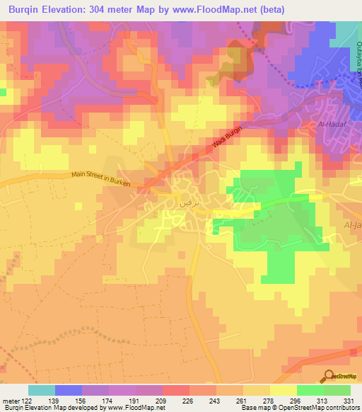 Burqin,Palestinian Territory Elevation Map