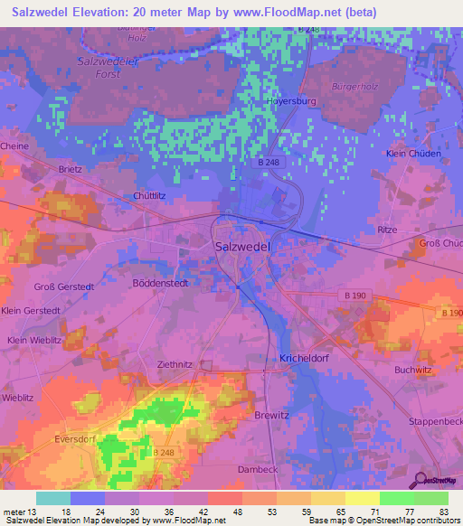 Salzwedel,Germany Elevation Map