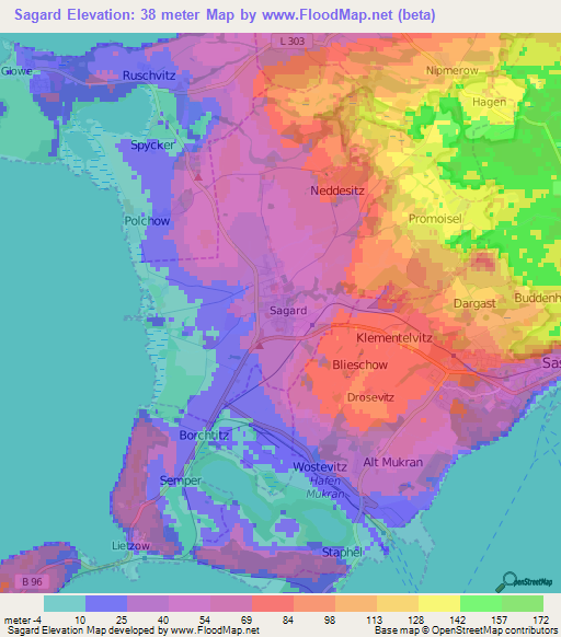 Sagard,Germany Elevation Map