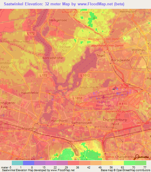 Saatwinkel,Germany Elevation Map