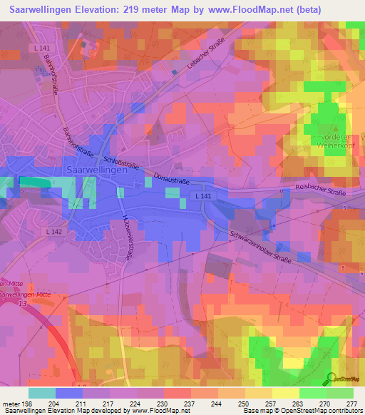 Saarwellingen,Germany Elevation Map