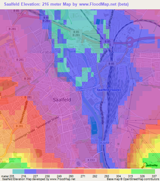 Saalfeld,Germany Elevation Map