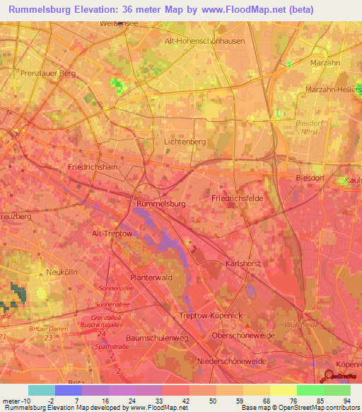 Rummelsburg,Germany Elevation Map