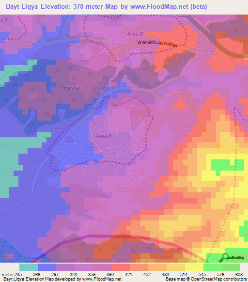 Bayt Liqya,Palestinian Territory Elevation Map