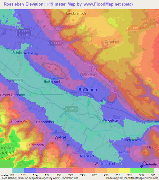 Rossleben,Germany Elevation Map