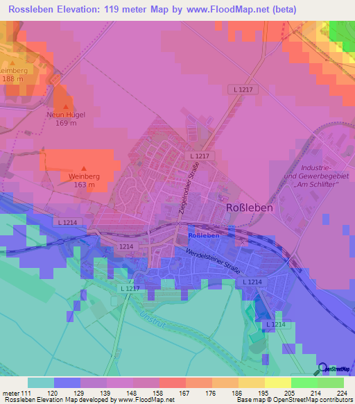 Rossleben,Germany Elevation Map