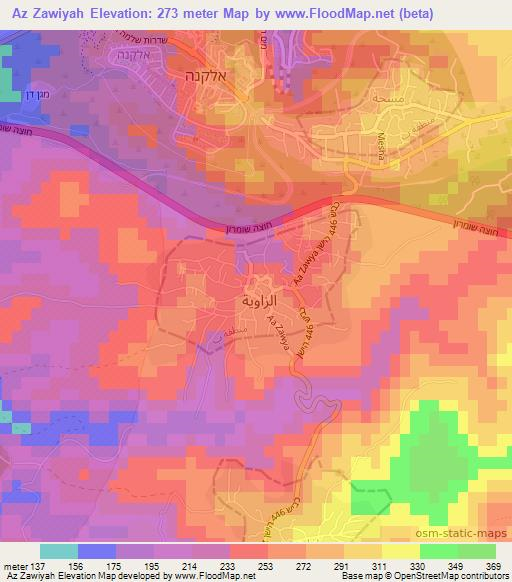 Az Zawiyah,Palestinian Territory Elevation Map
