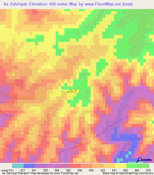 Az Zahiriyah,Palestinian Territory Elevation Map