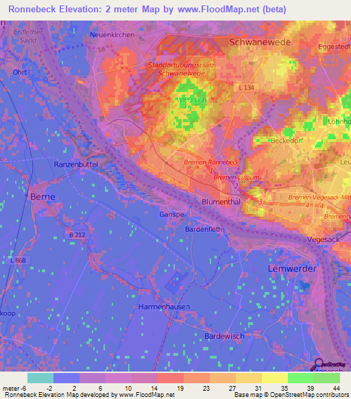 Ronnebeck,Germany Elevation Map