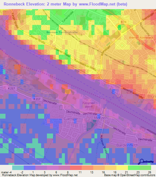 Ronnebeck,Germany Elevation Map