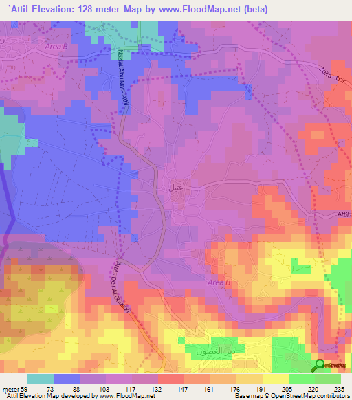 `Attil,Palestinian Territory Elevation Map