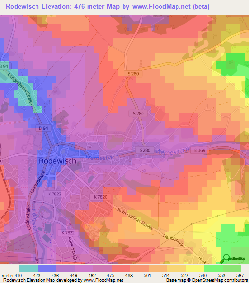 Rodewisch,Germany Elevation Map