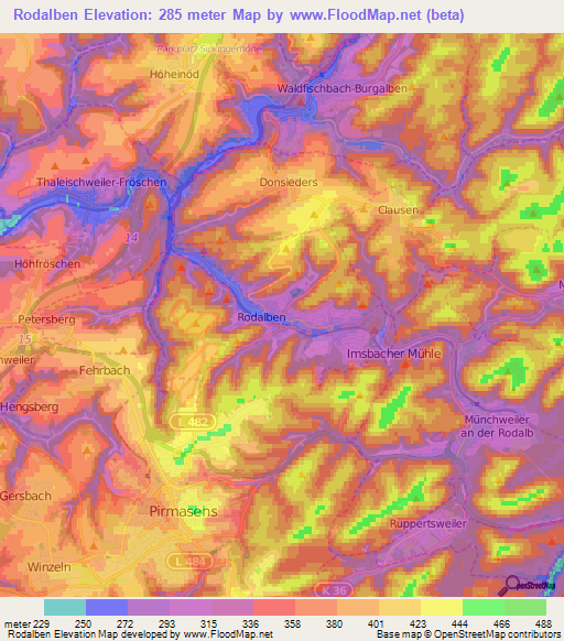 Rodalben,Germany Elevation Map