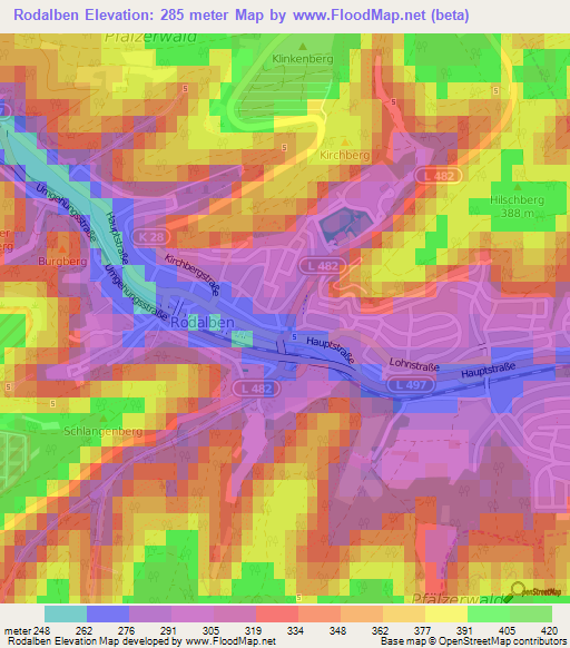 Rodalben,Germany Elevation Map