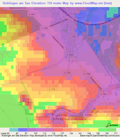 Roblingen am See,Germany Elevation Map