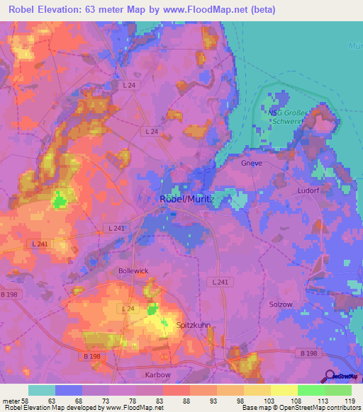 Robel,Germany Elevation Map