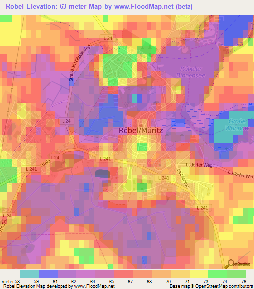 Robel,Germany Elevation Map