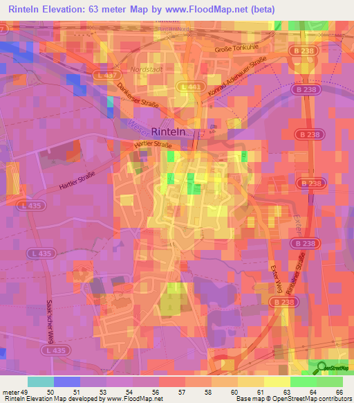 Rinteln,Germany Elevation Map