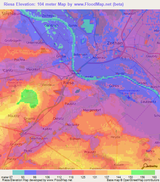 Riesa,Germany Elevation Map