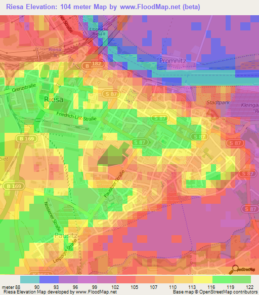 Riesa,Germany Elevation Map