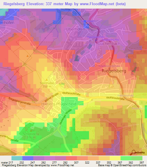 Riegelsberg,Germany Elevation Map