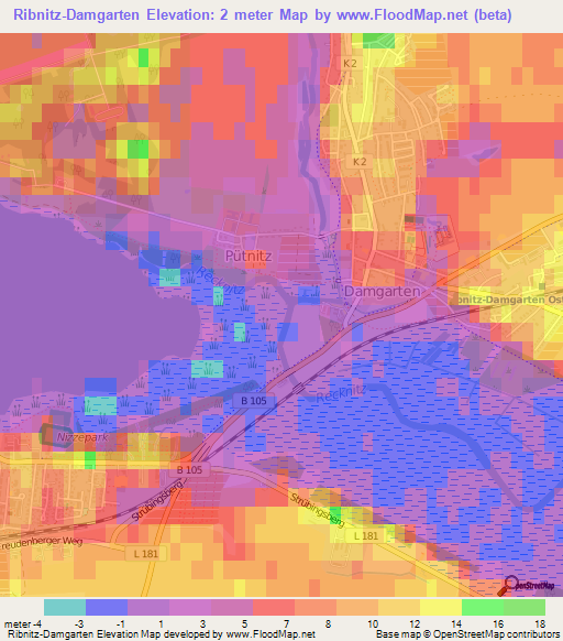 Ribnitz-Damgarten,Germany Elevation Map