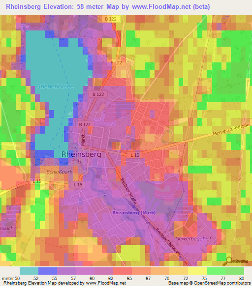 Rheinsberg,Germany Elevation Map