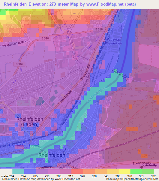 Rheinfelden,Germany Elevation Map