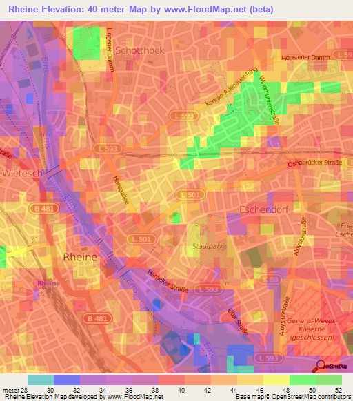 Rheine,Germany Elevation Map