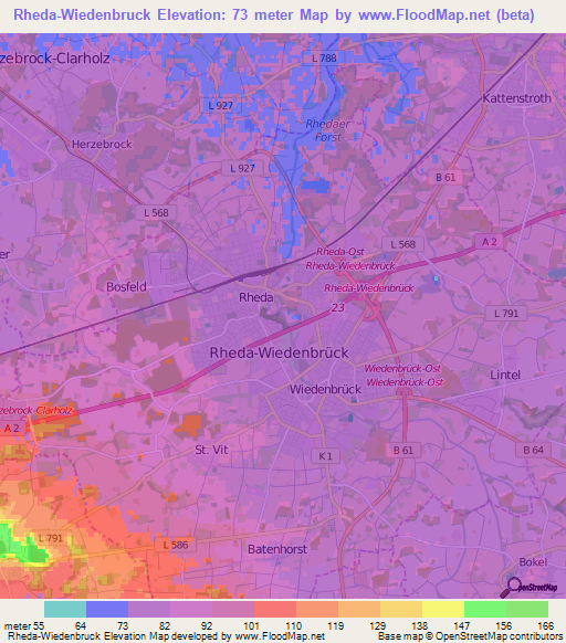 Rheda-Wiedenbruck,Germany Elevation Map