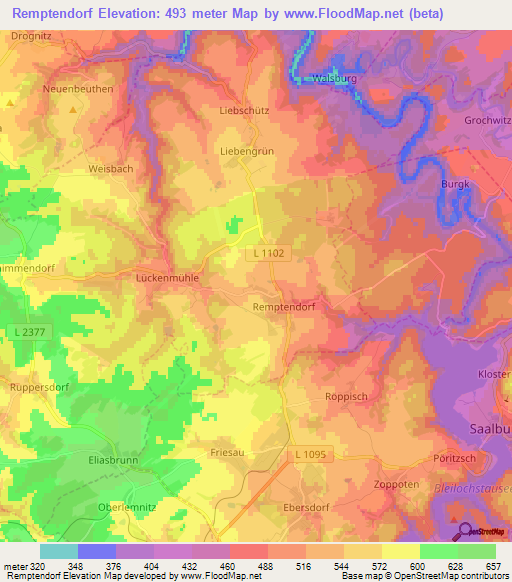 Remptendorf,Germany Elevation Map